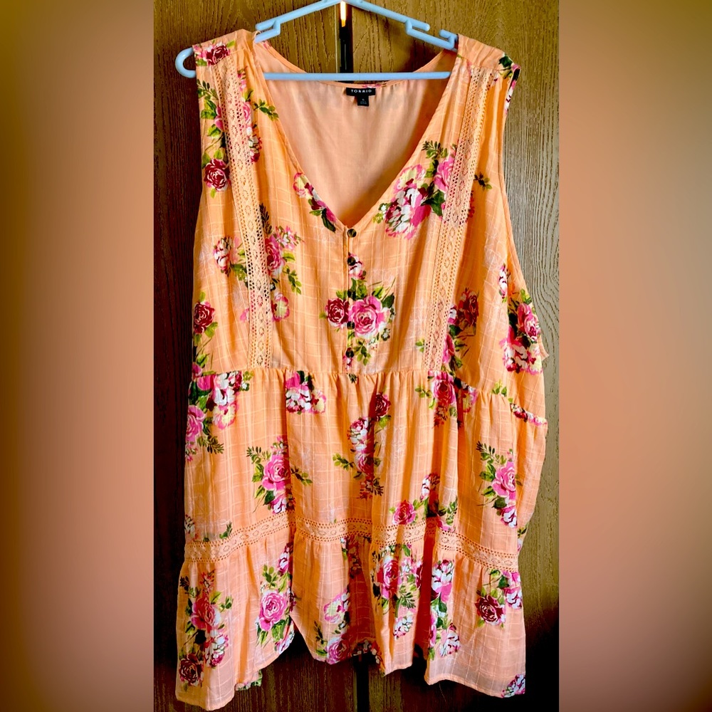 Torrid Peach Floral Tank Top